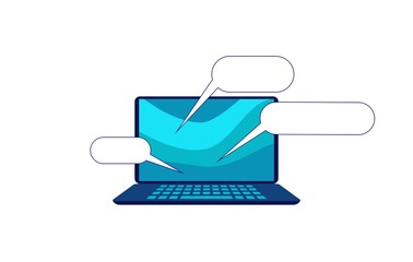 laptop isolated icon, word bubble, blank for text