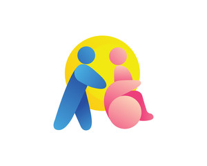 Modern Passionate Disability People Support In Wheel Chair Logo Illustration