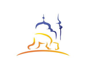 Fototapeta premium Modern Islamic Praying Time App Logo In Isolated White Background