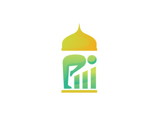 Modern Muslim Praying Schedule Reminder App Logo In Isolated White Background