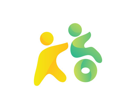 Modern Passionate Disability People Support In Wheel Chair Logo Illustration