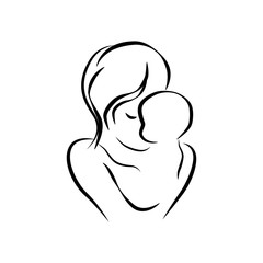 Family, Mather and Baby. All elements are individual objects. Mother's day card.