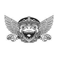 carved bird illustration black and white hand drawing vector