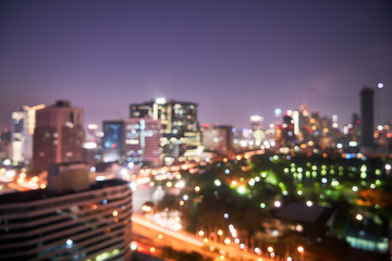 Fototapeta na wymiar nautical night light bokeh cityscape in bangkok