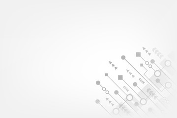 Abstract technology background with futuristic circuit board and geometric polygonal. Hi-tech concept. Grey abstract vector design, Space for text