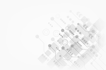Abstract technology background with futuristic circuit board and geometric polygonal. Hi-tech concept. Grey abstract vector design, Space for text