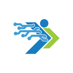 Human Tech Logo. people with arrow,Technology logo vector