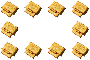 french cracker. pattern on a white background. insulated biscuits
