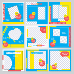 9 Slides modern Social Media banner Template. Promotional square web banner for social media. Banner template designs.  Vector illustration