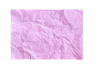 Patterns of blank wrinkle light pink paper texture abstract top view isolated on white background with clipping path
