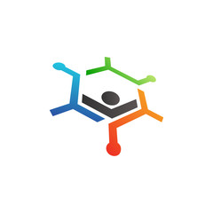 Human Tech Logo, hexagon, Technology logo design