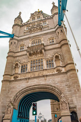 Fototapeta na wymiar Tower bridge london with its support and upper side