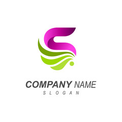 logo letter S and wing, letter s with simple, company name icon