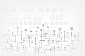 Abstract technology background with futuristic circuit board and geometric polygonal. Hi-tech concept. Grey abstract vector design, Space for text