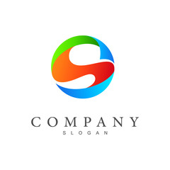 letter s logo and circle + circle logo with simple