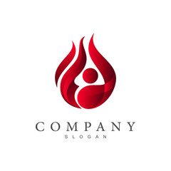 fire logo with a human look, fire logo , logo template