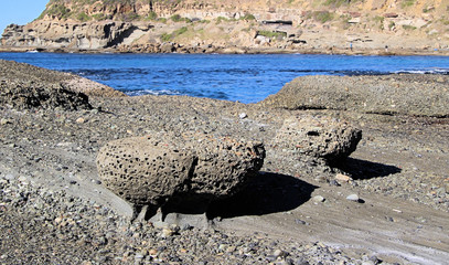 Eroded Conglomerate Rock Formation on Frazer Beach Australia
