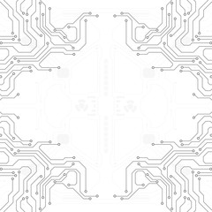 Circuit board grayscale tone futuristic digital technology communication system background template vector design. HUD element technology control panel texture illustration.