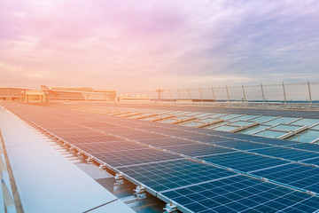 solar cell panels on rooftop , Save energy concept
