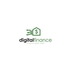 Digital finance logo. Fintech logo template