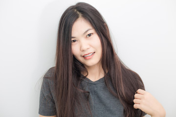 Fototapeta premium Portrait of beautiful asian long hair smiling women