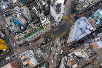 Hong Kong downtown city from top