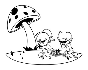 ugly troll with caveman gnome in the camp magic characters