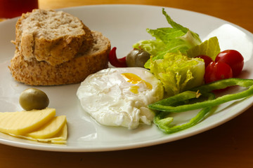 Benedict egg  with bread and cheese