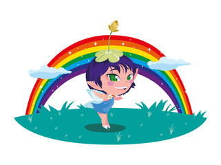 beautiful magic fairy in rainbow character