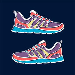 Sport shoe icon. Running Sneaker Vector illustration. Sport typography.