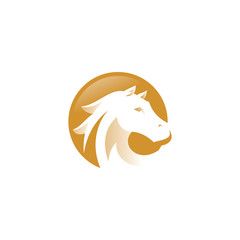 Horse Stallion Mustang Head Negative Space and Circle Illustration Logo Icon