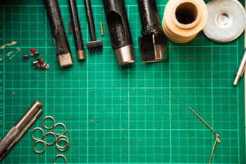 Leather craftmanship working with tool