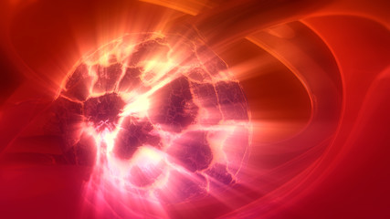 Big bang explosion star born. Cracked planet. 3D rendering