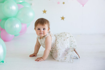 baby girl is crawling