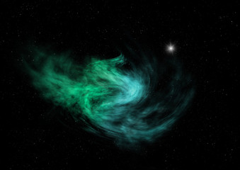 Star field in space and a nebulae. 3D rendering