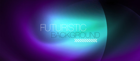 Shiny neon color light with circles abstract background