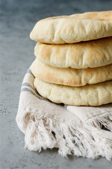 Homemade pita bread. Middle Eastern cuisine