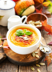 Bowl of pumpkin soup