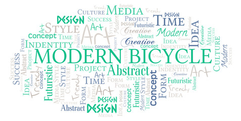 Fototapeta premium Modern Bicycle word cloud. Wordcloud made with text only.