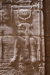 Stone Hieroglyphic Carvings at Philae Temple in Jordan