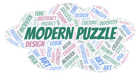 Modern Puzzle word cloud. Wordcloud made with text only.