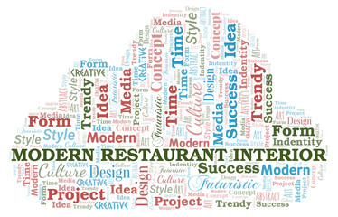Fototapeta premium Modern Restaurant Interior word cloud. Wordcloud made with text only.