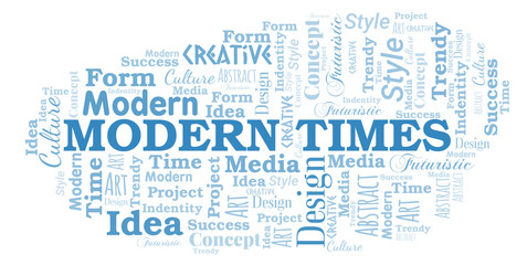 Fototapeta premium Modern Times word cloud. Wordcloud made with text only.