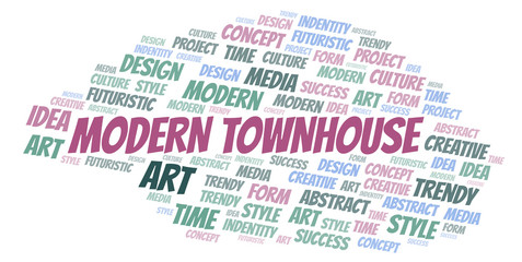 Modern Townhouse word cloud. Wordcloud made with text only.