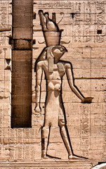 Stone Hieroglyphic Carvings at Philae Temple in Jordan