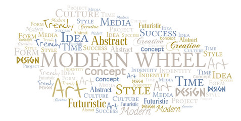 Modern Wheel word cloud. Wordcloud made with text only.