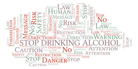 Stop Drinking Alcohol word cloud. Wordcloud made with text only.