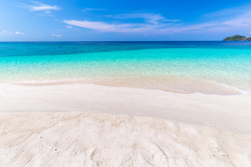 white beach with coral reef tropical sea in lipe island thailand