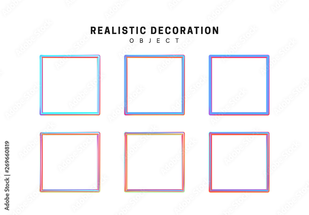 Poster square and frame geometric objects. gradient pink and blue geometric shapes. decorative design eleme