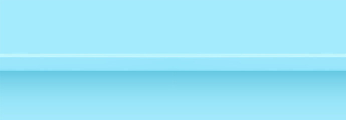 Fototapeta premium Blue 3d shelf on the wall. Wooden horizontal realistic empty shelf